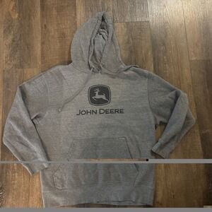 John Deere Hooded Sweatshirt Men's Small Gray